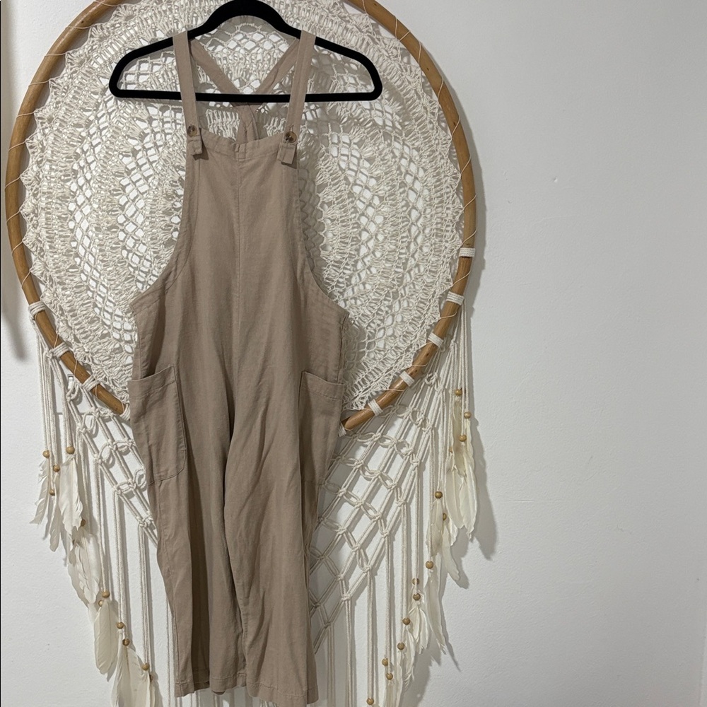 Tan Overalls with Pockets